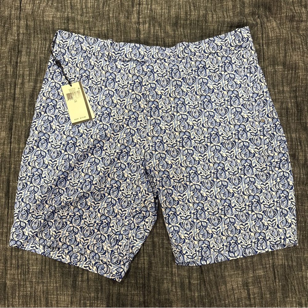 Blue and White Patterned Shorts